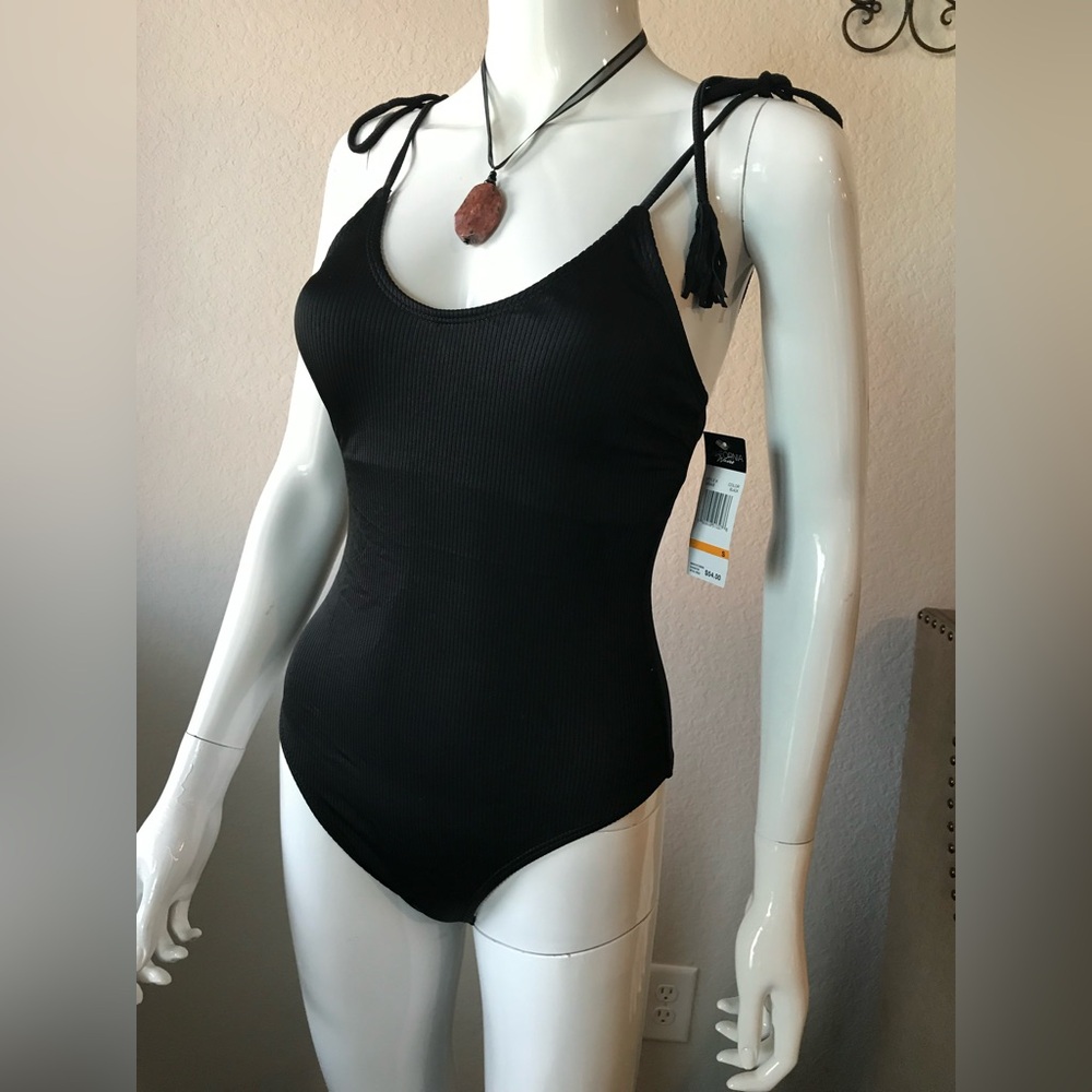 NEW WITH TAGS California Waves Black One Piece Swimsuit